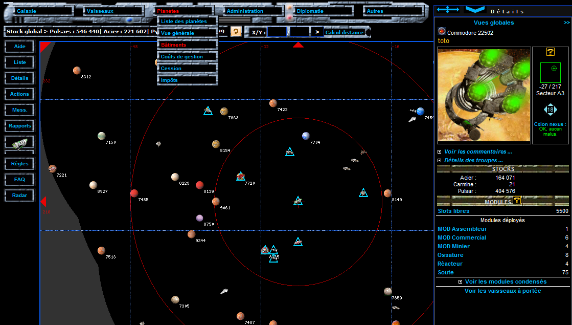 Capture d'écran du jeu de de stratégie on line Empirium