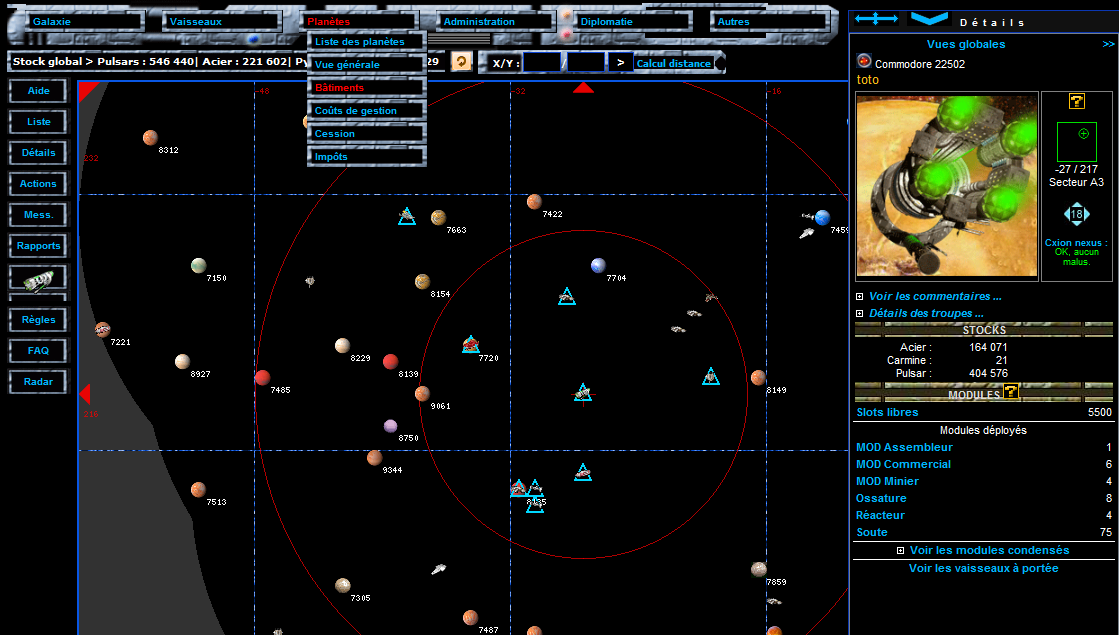 Interface volue du jeu de stratgie Empirium